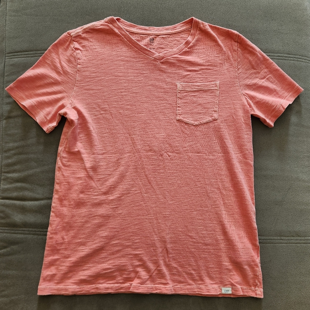 Gap Boys Vintage Wash V-Neck Tee ~CORAL ~XL